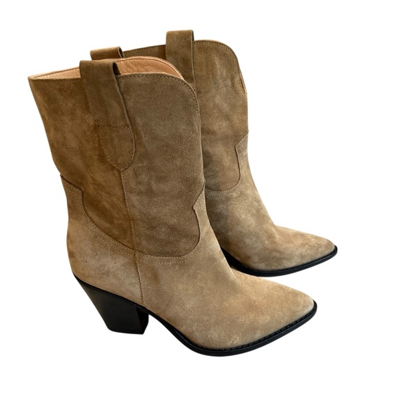 Grungemama Pull On Suede Pointy Toe Mid Calf Western Boots, Sz EU 39 - Picture 6 of 15